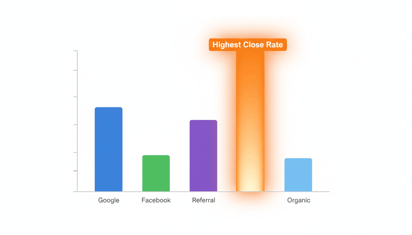 Lead source comparison chart showing highest converting marketing channel