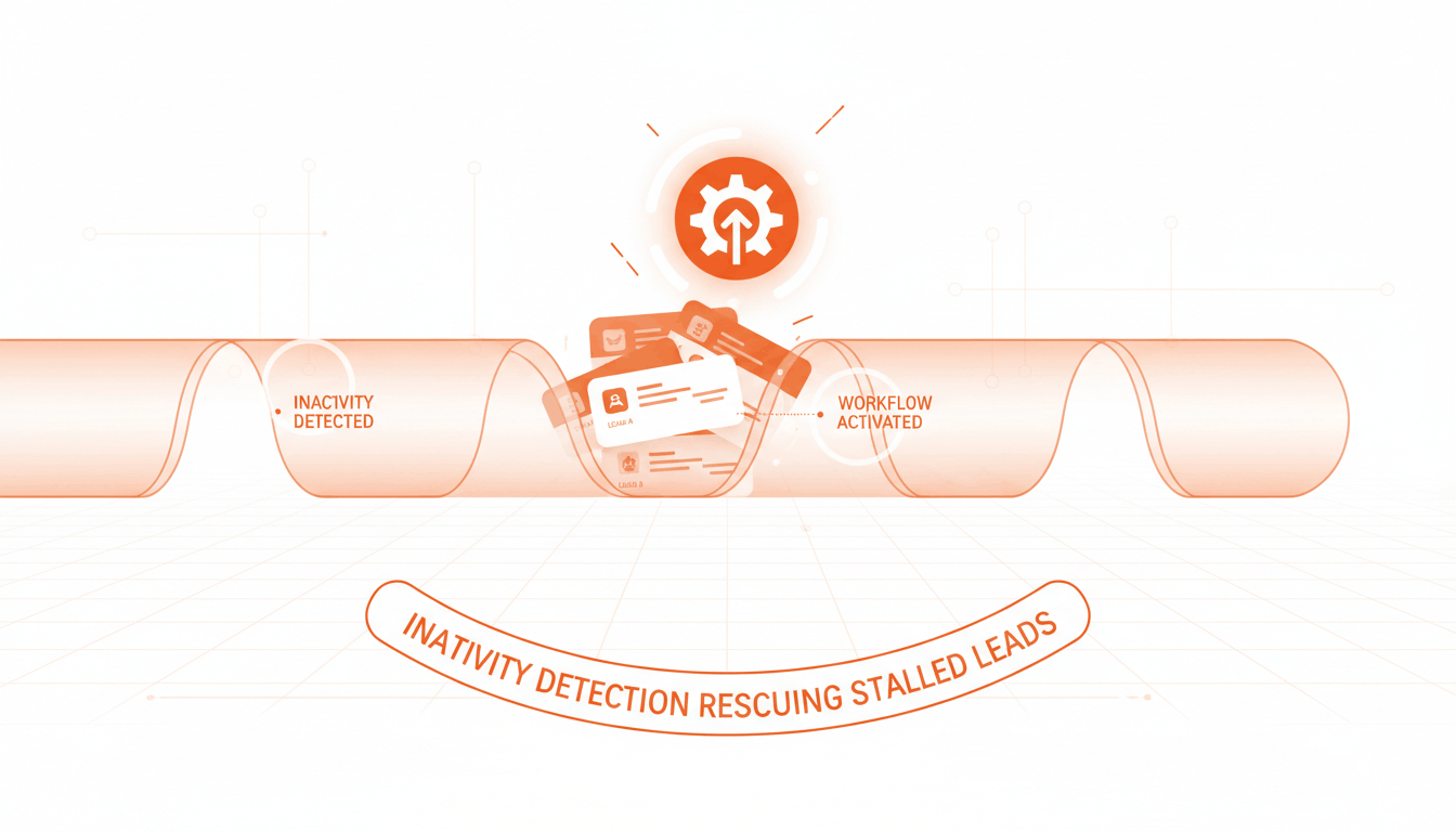 Marketing automation workflow automatically moving stalled leads through a sales pipeline